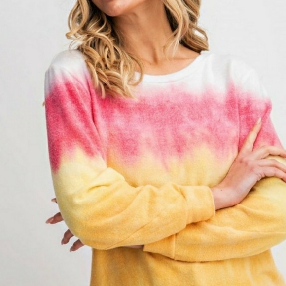Tie Dye Horizontal Crew Neck Top - Picture 2 of 6